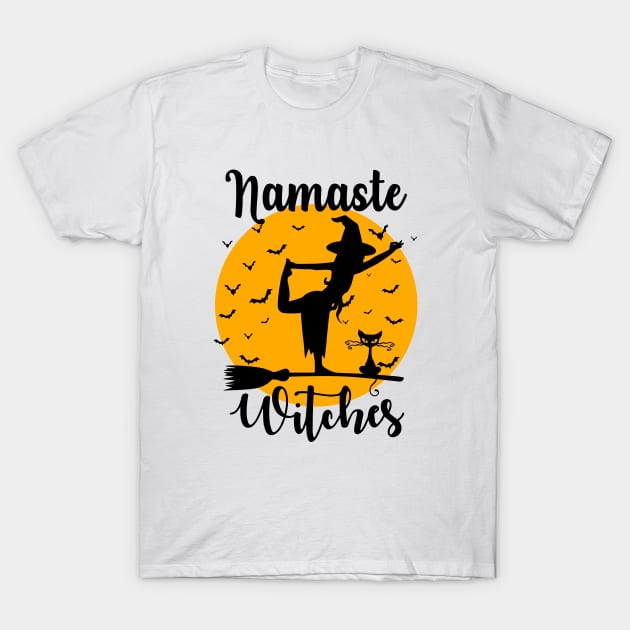 Namaste Witches - Yoga Halloween Meditation T-Shirt by Yoga Studio Arts